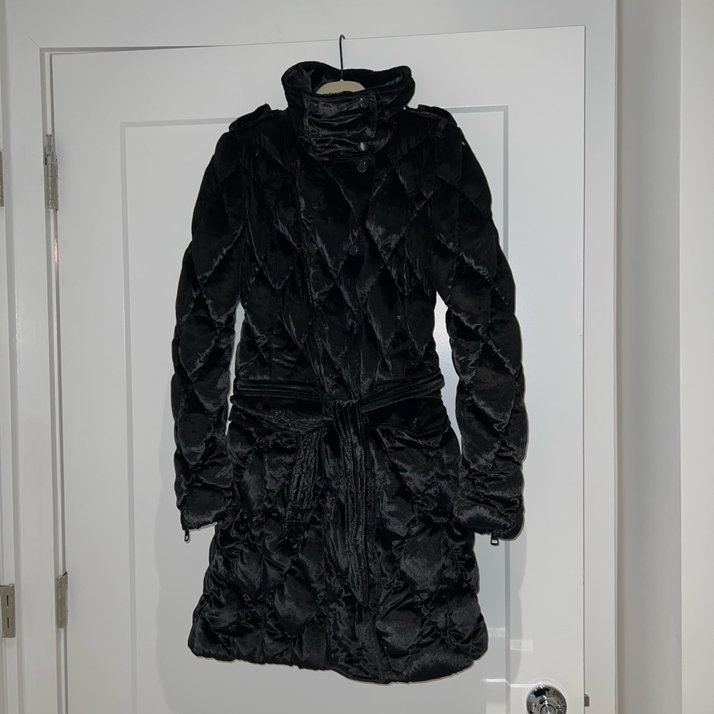 ❌ SOLD! - Burberry Prorsum Black Velvet Down Coat, Size Medium